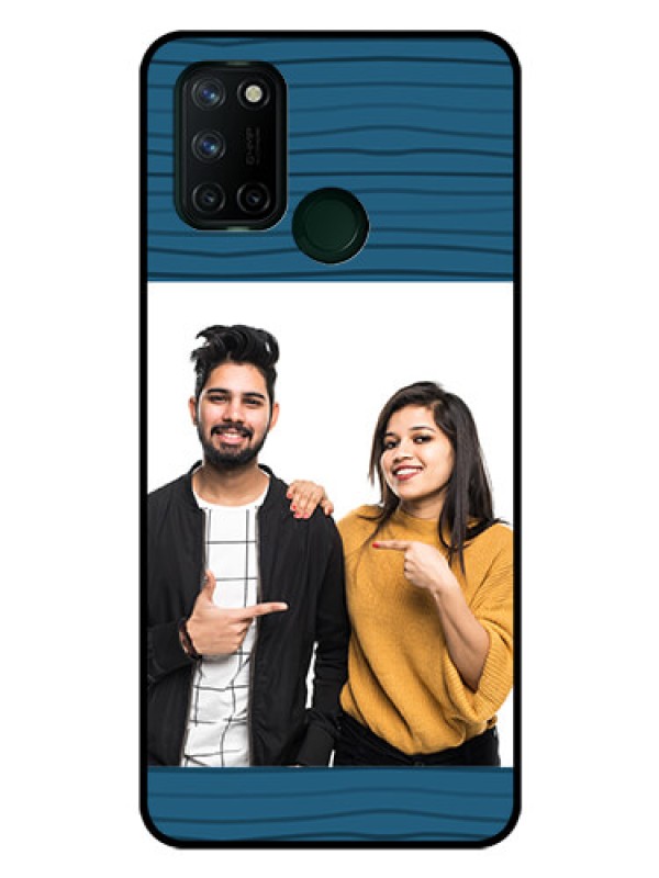 Custom Realme 7I Custom Glass Phone Case  - Blue Pattern Cover Design