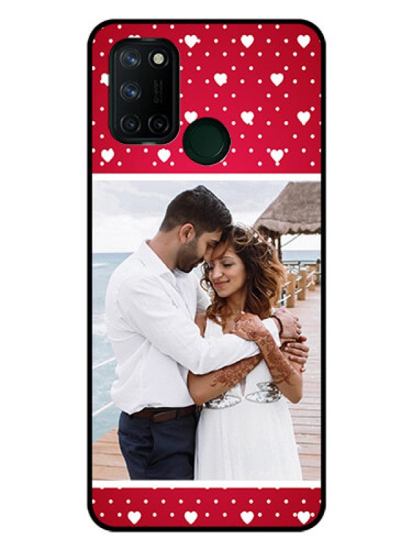 Custom Realme 7I Photo Printing on Glass Case  - Hearts Mobile Case Design