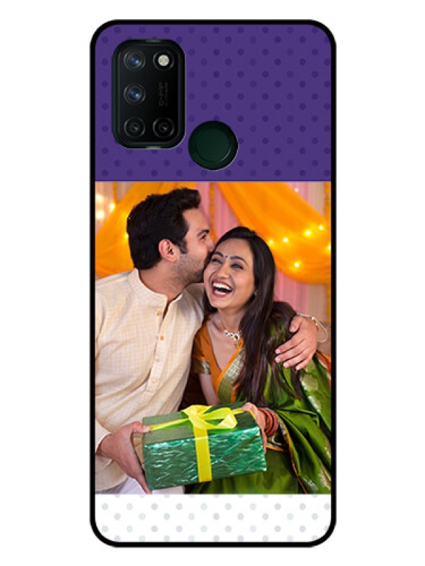 Custom Realme 7I Personalized Glass Phone Case  - Violet Pattern Design