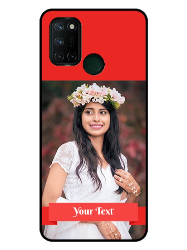 Custom Realme 7I Custom Glass Phone Case  - Simple Red Color Design