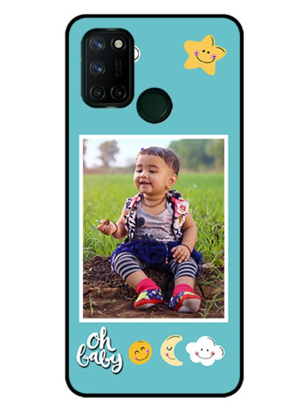 Custom Realme 7I Personalized Glass Phone Case  - Smiley Kids Stars Design