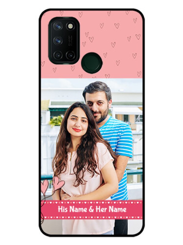 Custom Realme 7I Personalized Glass Phone Case  - Love Design Peach Color