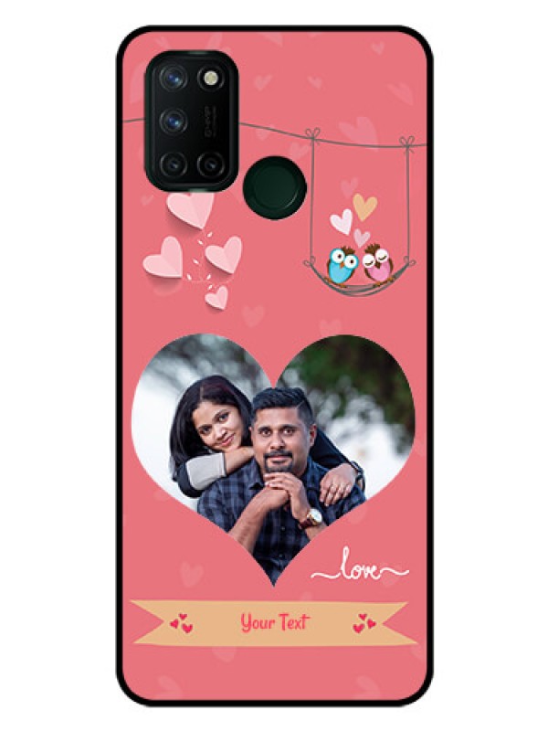 Custom Realme 7I Personalized Glass Phone Case  - Peach Color Love Design 