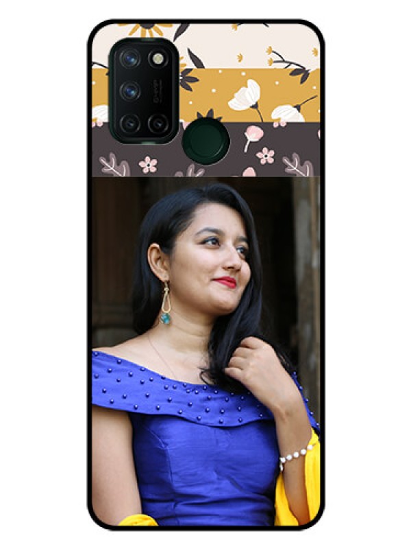 Custom Realme 7I Custom Glass Phone Case  - Stylish Floral Design