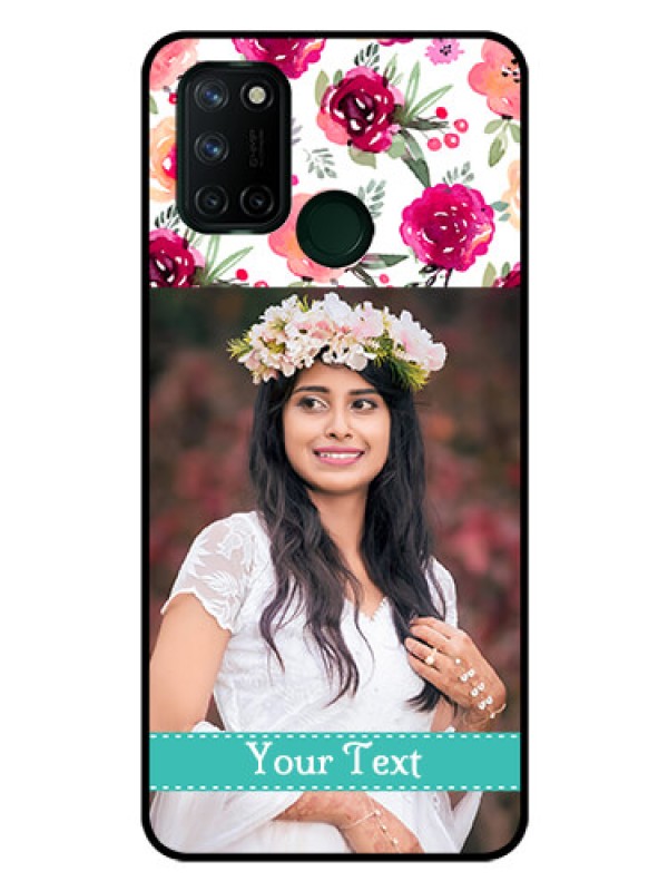 Custom Realme 7I Custom Glass Phone Case  - Watercolor Floral Design