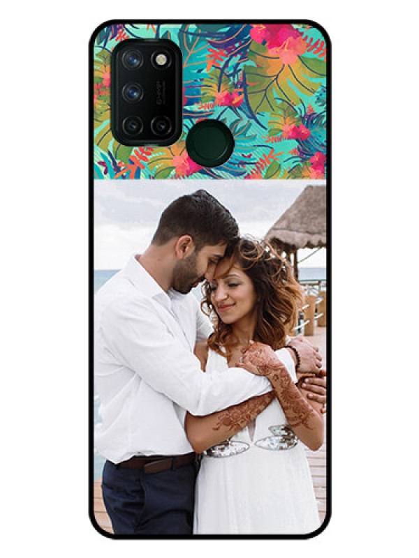 Custom Realme 7I Photo Printing on Glass Case  - Watercolor Floral Design