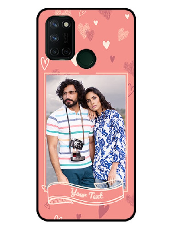 Custom Realme 7I Custom Glass Phone Case  - Love doodle art Design