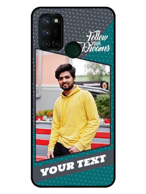 Custom Realme 7I Personalized Glass Phone Case  - Background Pattern Design with Quote