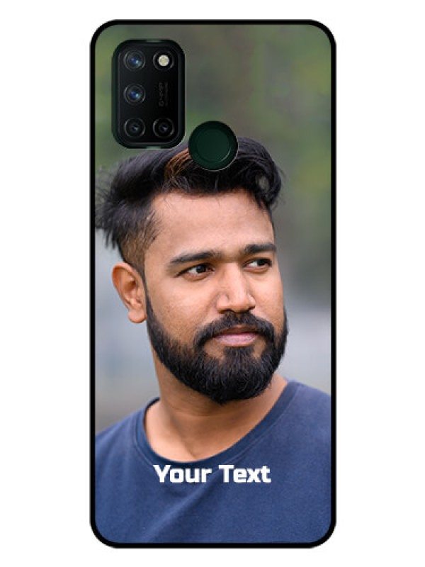 Custom Realme 7I Glass Mobile Cover: Photo with Text