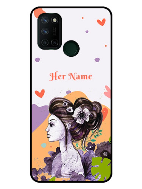 Custom Realme 7i Personalized Glass Phone Case - Woman And Nature Design