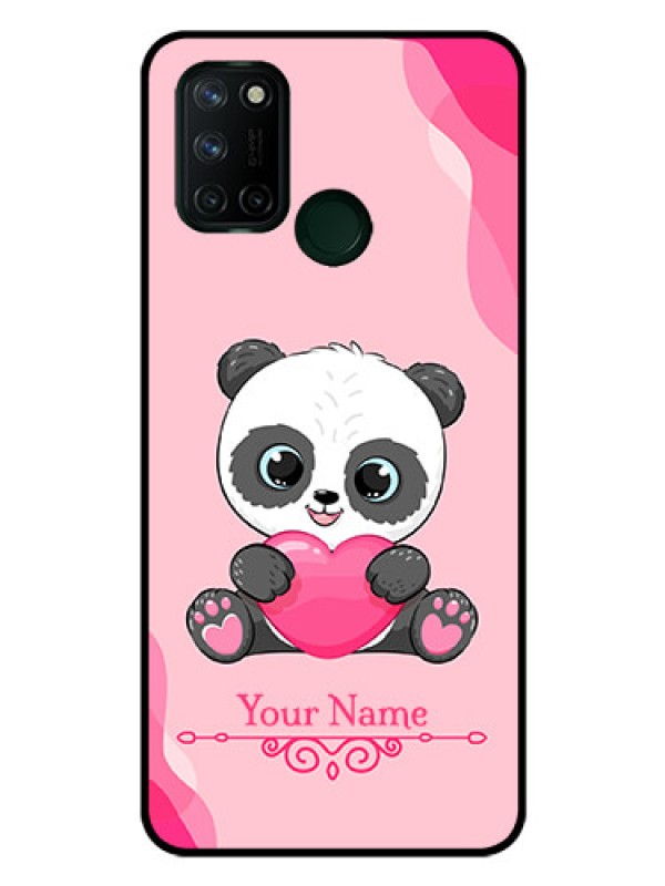 Custom Realme 7i Custom Glass Mobile Case - Cute Panda Design