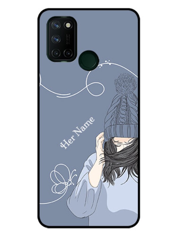 Custom Realme 7i Custom Glass Mobile Case - Girl in winter outfit Design