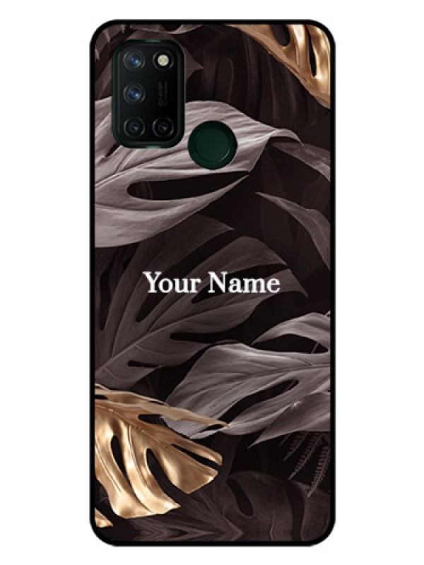 Custom Realme 7i Personalised Glass Phone Case - Wild Leaves digital paint Design