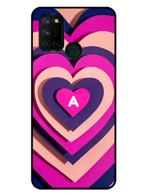Custom Realme 7i Custom Glass Mobile Case - Cute Heart Pattern Design