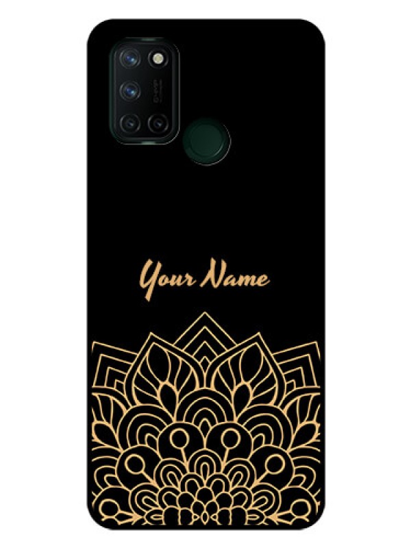Custom Realme 7i Custom Glass Phone Case - Golden mandala Design