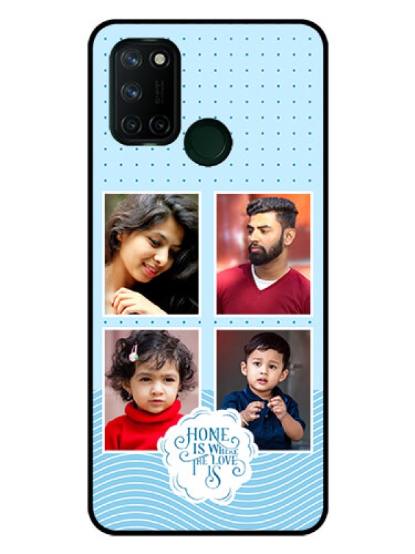 Custom Realme 7i Custom Glass Phone Case - Cute love quote with 4 pic upload Design