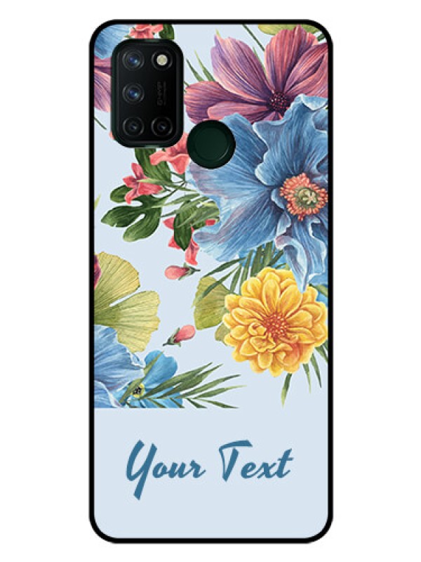 Custom Realme 7i Custom Glass Mobile Case - Stunning Watercolored Flowers Painting Design