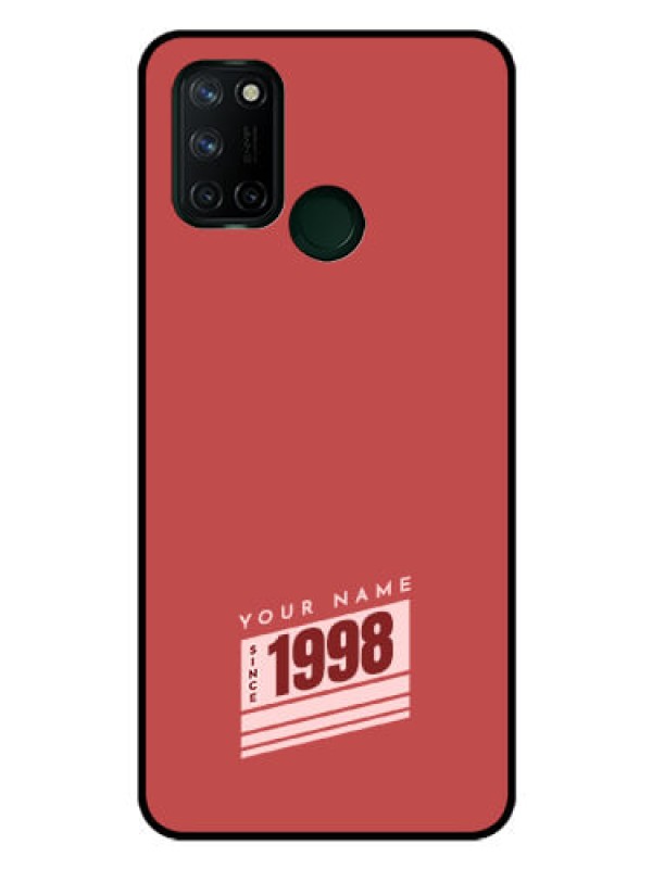Custom Realme 7i Custom Glass Phone Case - Red custom year of birth Design