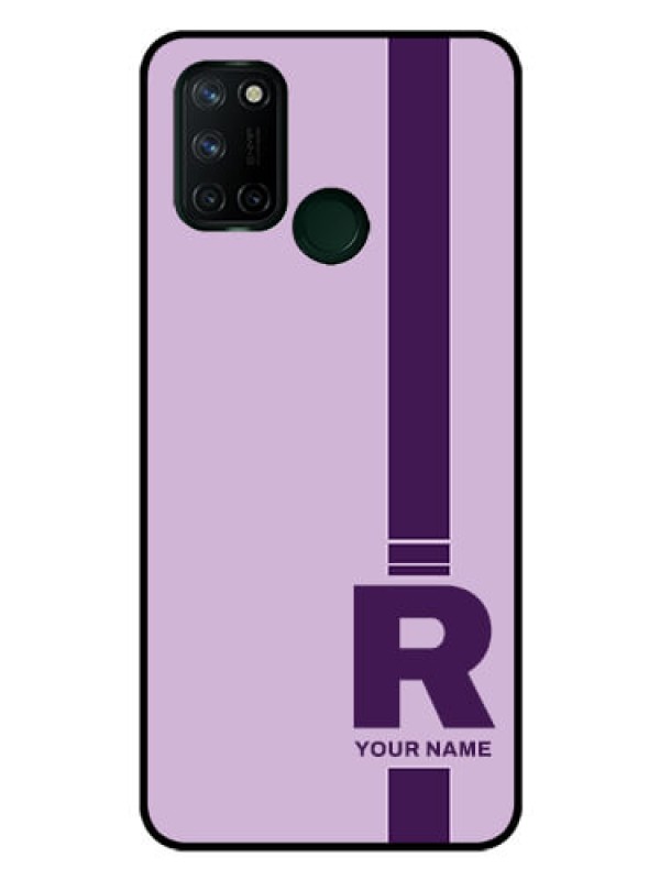 Custom Realme 7i Photo Printing on Glass Case - Simple dual tone stripe with name Design