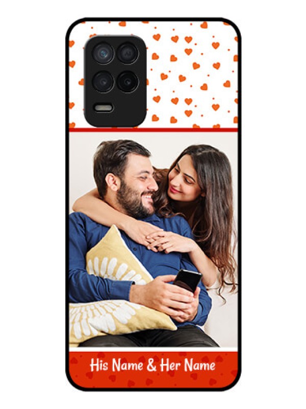 Custom Realme 8 5G Custom Glass Phone Case - Orange Love Symbol Design
