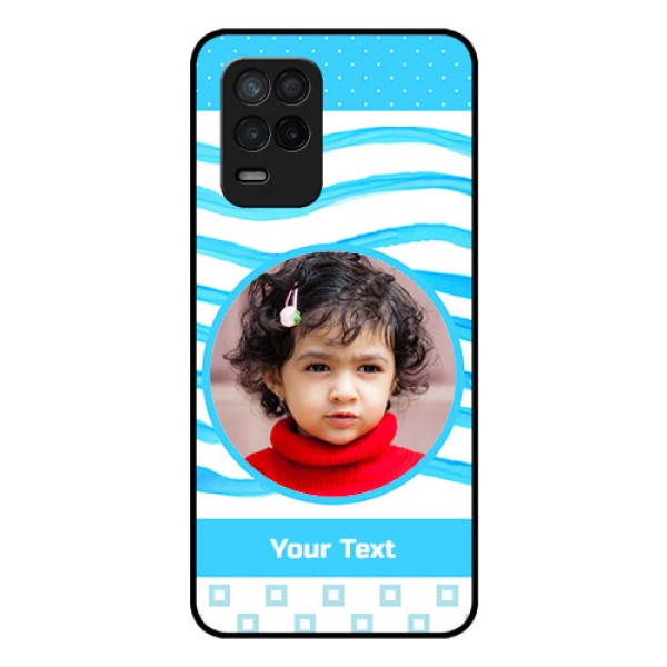 Realme 8 5G Custom Glass Phone Case - Simple Blue Case Design