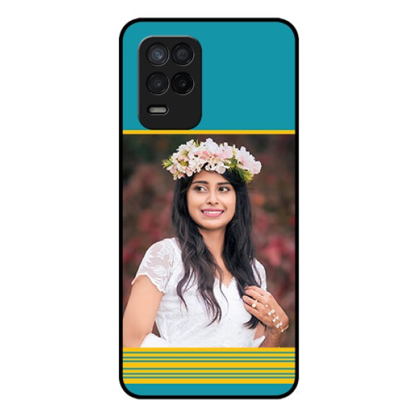 Realme 8 5G Custom Glass Phone Case - Yellow & Blue Design 