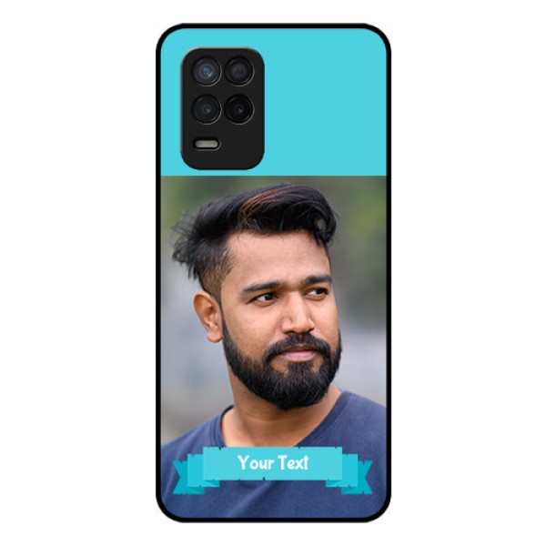 Realme 8 5G Personalized Glass Phone Case - Simple Blue Color Design Realme 8 5G Personalized Glass Phone Case - Simple Blue Color Design