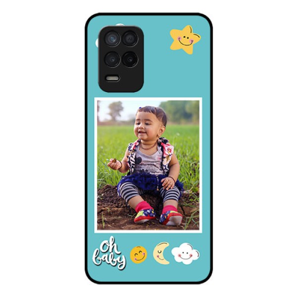 Realme 8 5G Personalized Glass Phone Case - Smiley Kids Stars Design Realme 8 5G Personalized Glass Phone Case - Smiley Kids Stars Design