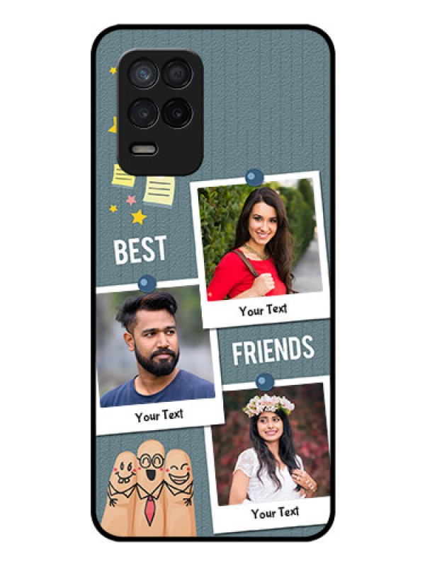 Custom Realme 8 5G Personalized Glass Phone Case - Sticky Frames and Friendship Design