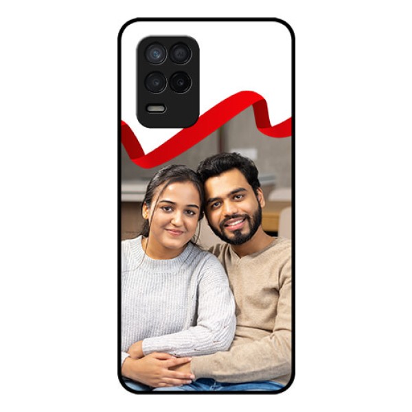 Realme 8 5G Photo Printing on Glass Case - Red Ribbon Frame Design