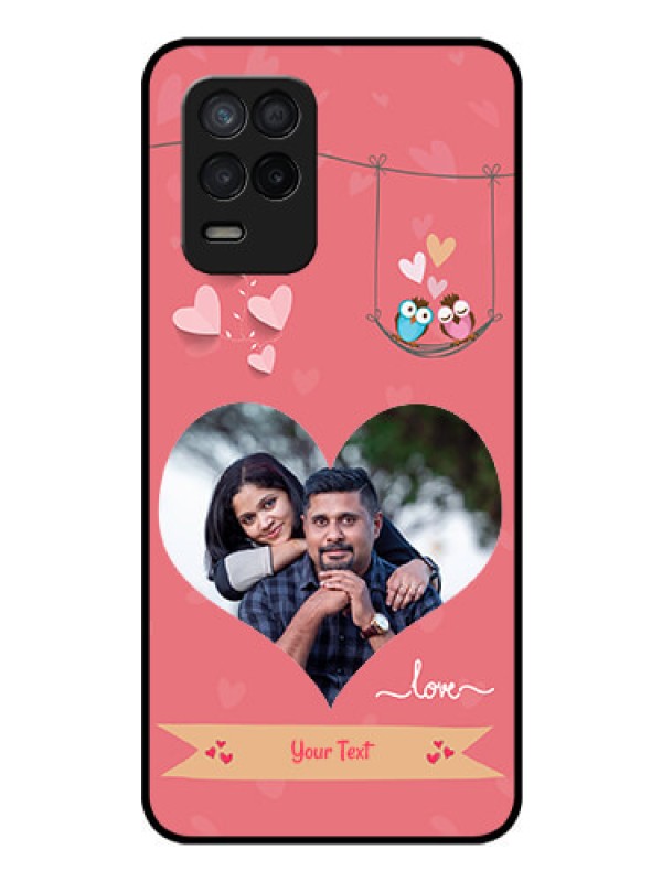 Custom Realme 8 5G Personalized Glass Phone Case - Peach Color Love Design 