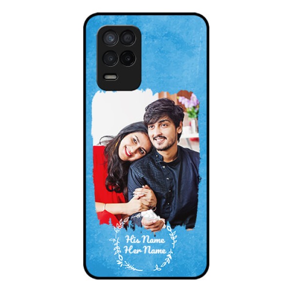 Realme 8 5G Custom Glass Phone Case - Blue Color Vintage Design Realme 8 5G Custom Glass Phone Case - Blue Color Vintage Design