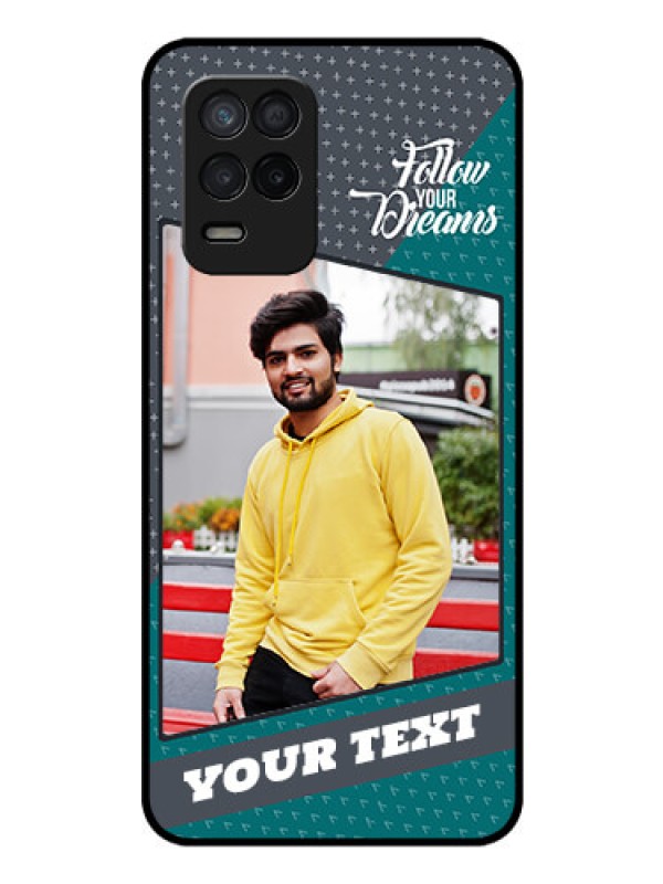 Custom Realme 8 5G Personalized Glass Phone Case - Background Pattern Design with Quote