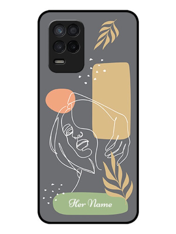 Custom Realme 8 5G Custom Glass Phone Case - Gazing Woman line art Design