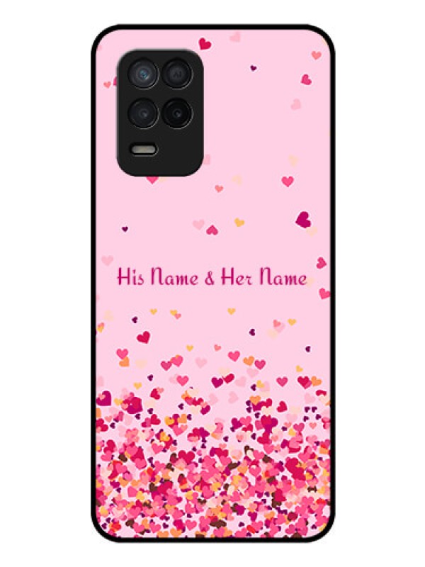 Custom Realme 8 5G Photo Printing on Glass Case - Floating Hearts Design