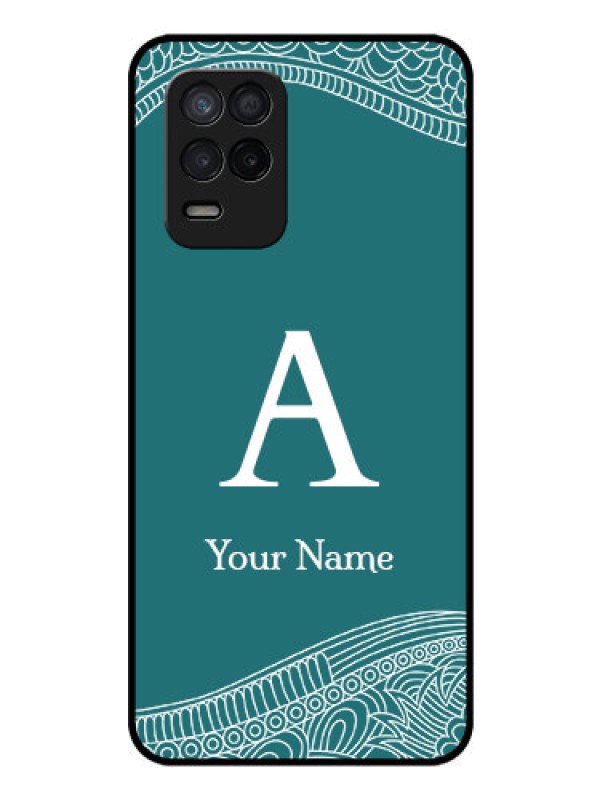 Custom Realme 8 5G Personalized Glass Phone Case - line art pattern with custom name Design