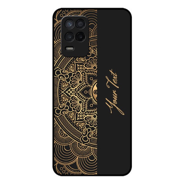 Realme 8 5G Photo Printing on Glass Case - Mandala art with custom text Design