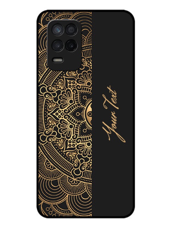 Custom Realme 8 5G Photo Printing on Glass Case - Mandala art with custom text Design