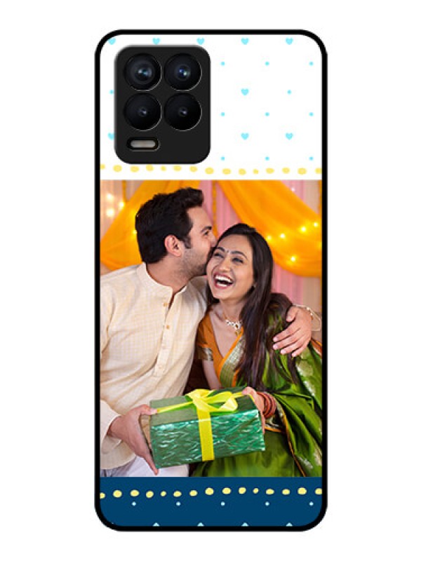 Custom Realme 8 Pro Personalized Glass Phone Case - White and Blue Abstract Design