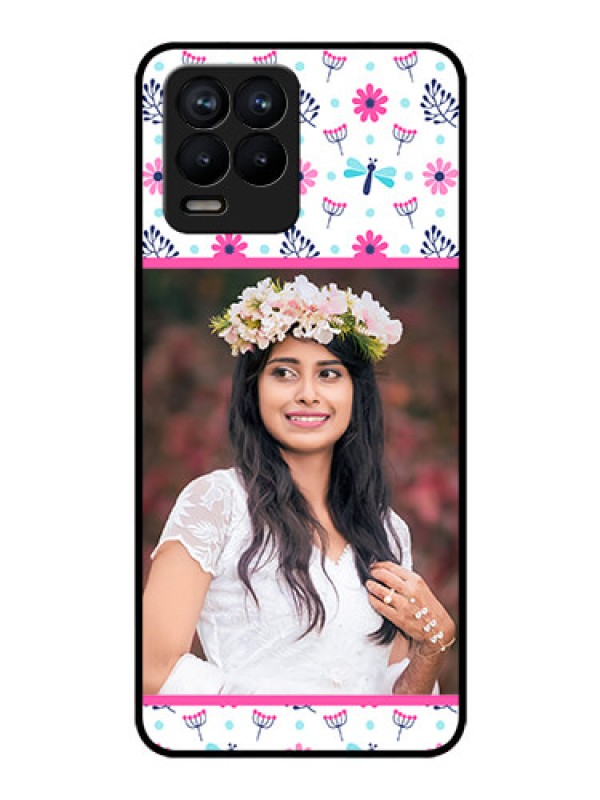 Custom Realme 8 Pro Photo Printing on Glass Case - Colorful Flower Design
