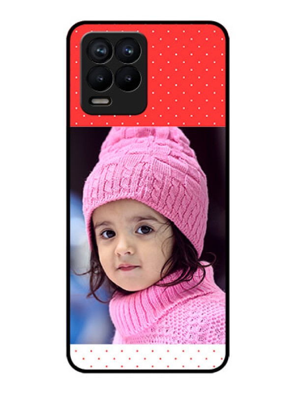 Custom Realme 8 Pro Photo Printing on Glass Case - Red Pattern Design