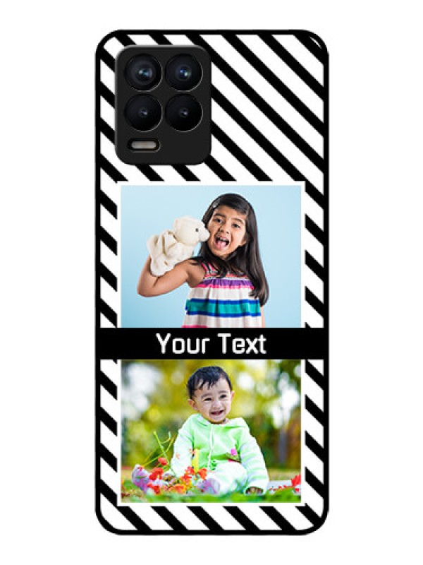 Custom Realme 8 Pro Photo Printing on Glass Case - Black And White Stripes Design