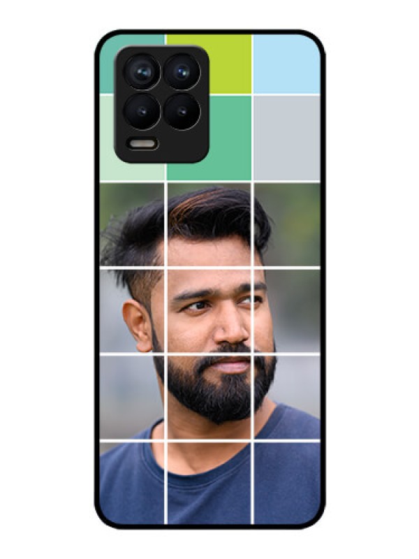 Custom Realme 8 Pro Photo Printing on Glass Case - with white box pattern 