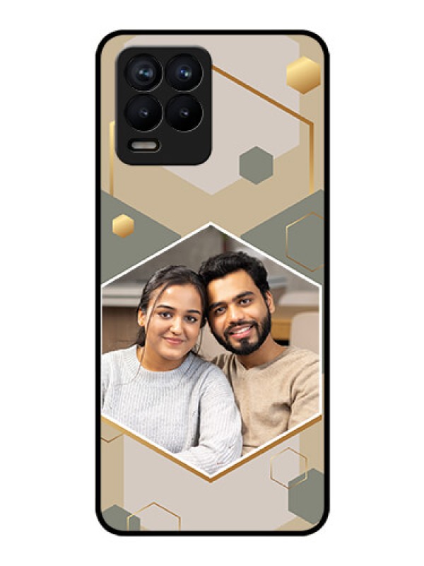 Custom Realme 8 Pro Photo Printing on Glass Case - Stylish Hexagon Pattern Design