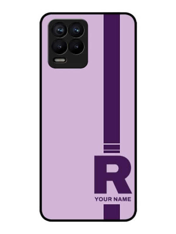 Custom Realme 8 Pro Photo Printing on Glass Case - Simple dual tone stripe with name Design