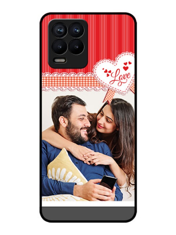 Custom Realme 8 Custom Glass Mobile Case - Red Love Pattern Design