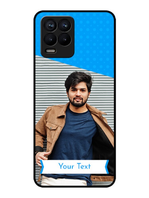 Custom Realme 8 Photo Printing on Glass Case - Simple Blue Color Design