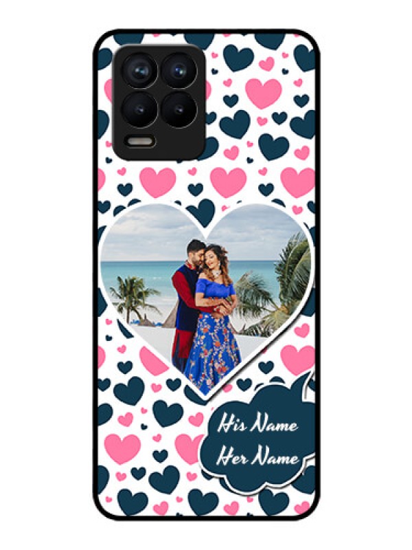 Custom Realme 8 Custom Glass Phone Case - Pink & Blue Heart Design