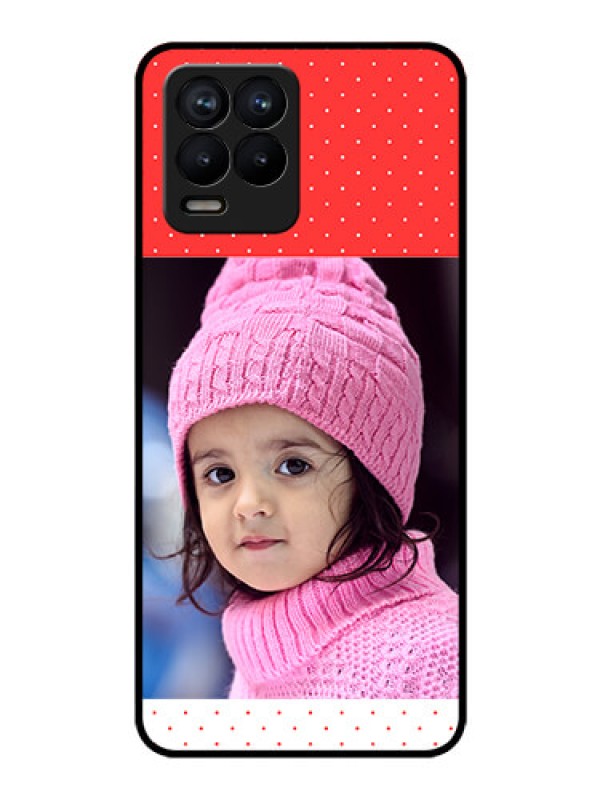 Custom Realme 8 Photo Printing on Glass Case - Red Pattern Design