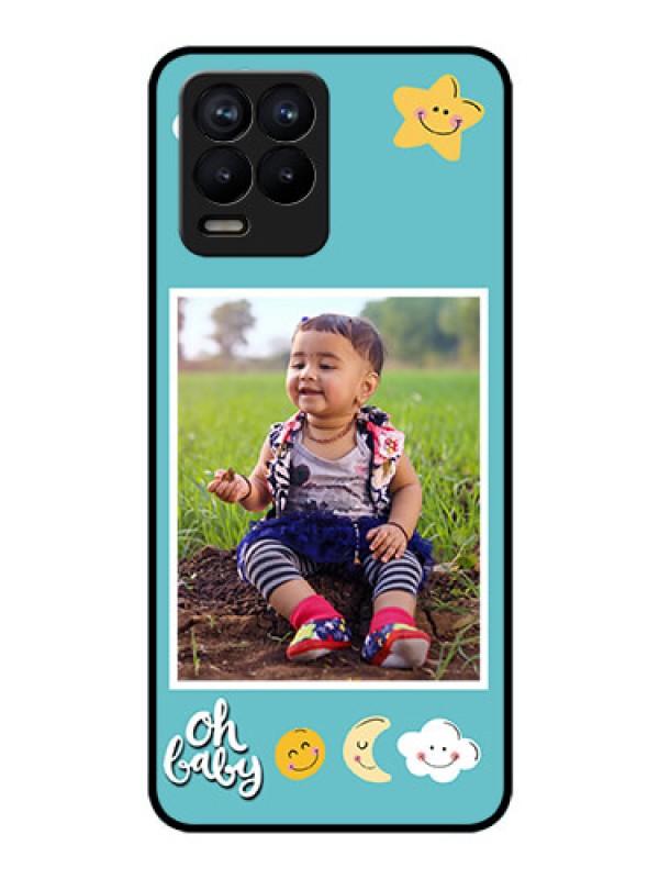 Custom Realme 8 Personalized Glass Phone Case - Smiley Kids Stars Design
